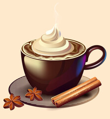 Cute coffee cup. Whipped cream and other nice details. for coffee shop, menu and other...