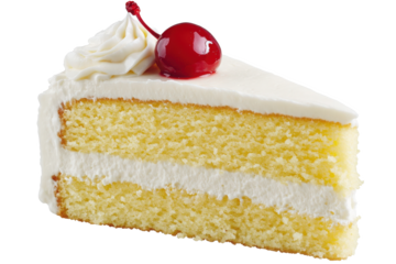 Classic vanilla layer cake PNG with cherry topping