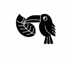 creative details Bird Holding a Leaf in Its Beak Icon vector illustration