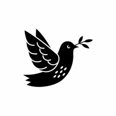 creative details Bird Holding a Leaf in Its Beak Icon vector illustration
