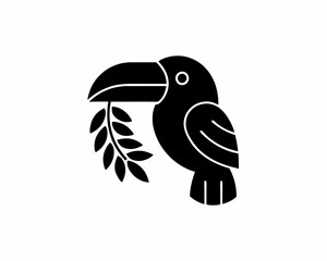 creative details Bird Holding a Leaf in Its Beak Icon vector illustration