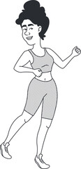 Dancing young woman. Female character in doodle style.