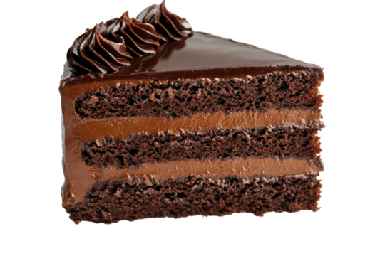 Rich chocolate layer cake slice PNG