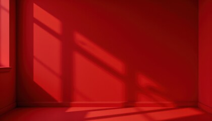 Warm Color Palette Generate a cozy, inviting scene centered around a deep red wall embellished with gentle shadows, exploring the warmth and richness of the color.