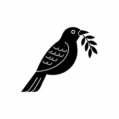 creative details Bird Holding a Leaf in Its Beak Icon vector illustration