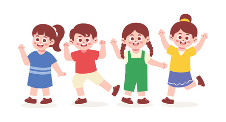 Happy Children with Various Pose for Children's Day Celebration