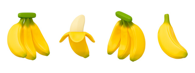 banana, fruit, food, 3d, object