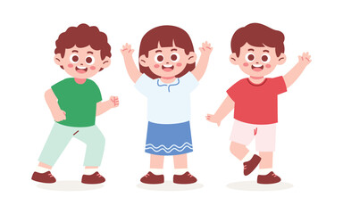 Happy Children with Various Pose for Children's Day Celebration