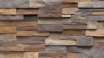 Textured Stone Wall with Earthy Tones and Varied Patterns for Interior and Exterior Design