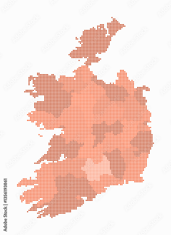 Poster ireland dotted map. digital style map of the country on white background. ireland shape with square 