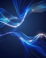 Obraz premium blue with silver highlights neon lights on dark surface abstract background for card or greeting template banner backdrop