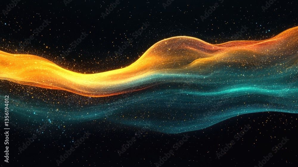 Poster flowing waves of light create mesmerizing interplay of colors an