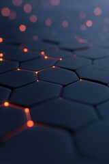 Obraz premium Intricate hexagonal patterns illuminated by glowing dots create