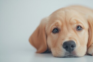 Cute labrador puppy lying down