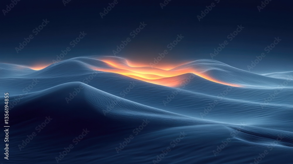 Poster soft undulating waves of light create serene atmosphere with glo