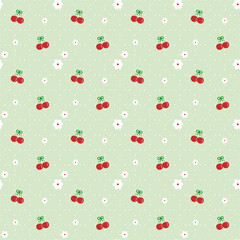 seamless pattern with Cherry and flowers