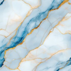 Refined abstract marble texture featuring icy blue veins, gold metallic cracks, and a clean white and peach background