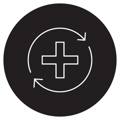 Circular arrow with medical cross Icon, Sustainable Healthcare Cycle, Regenerative Medical Solutions, vector