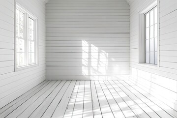 White wood shiplap home showcase interior sitting area
