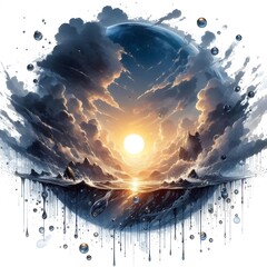 A rain water drops isolated on white background