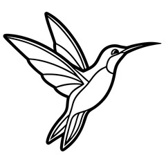 Fototapeta premium Humming Bird Flying silhouette vector black outline 