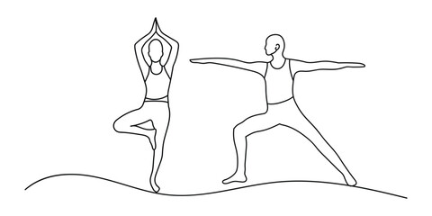 Elegant continuous line drawing of a girl performing a plank exercise, symbolizing strength and fitness, perfect for wellness campaigns, yoga promotions