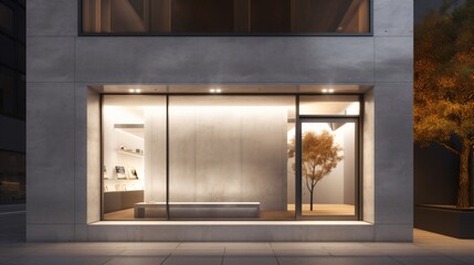 Modern Minimalist Storefront at Night