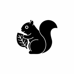 creative details Squirrel Holding a Leaf Icon vector illustration