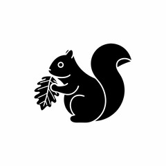 creative details Squirrel Holding a Leaf Icon vector illustration