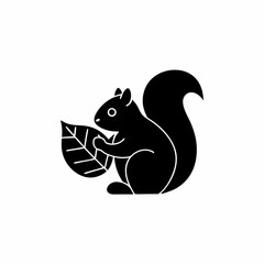 creative details Squirrel Holding a Leaf Icon vector illustration