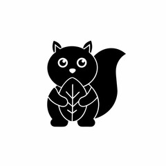 creative details Squirrel Holding a Leaf Icon vector illustration