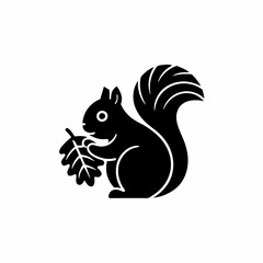 creative details Squirrel Holding a Leaf Icon vector illustration