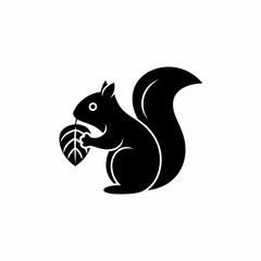 creative details Squirrel Holding a Leaf Icon vector illustration