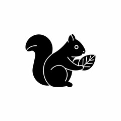 creative details Squirrel Holding a Leaf Icon vector illustration