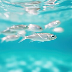 Naklejka premium School of fish swims underwater