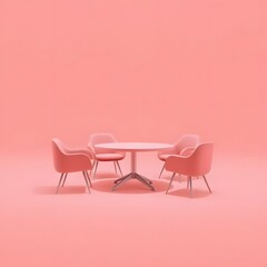 Obraz premium 3D Illustration of Red Relaxing Meeting Room
