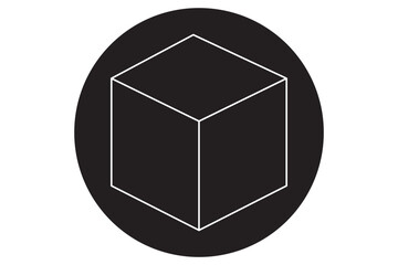 Three dimensional or 3D cube hexahedron flat vector icon for apps and websites . 
