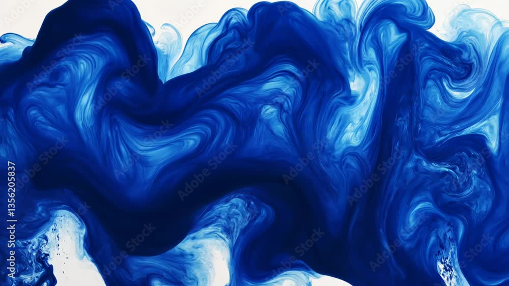 Poster dynamic blue waves create vivid expression of movement and energy on canvas