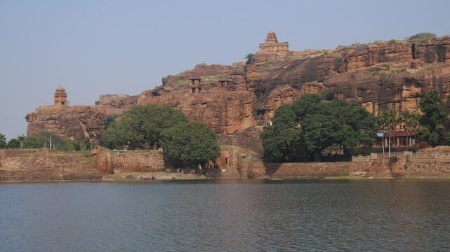 Amazing ancient hindu temple complex at Badami , tourist destination in Karnataka, India