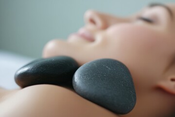 Woman receiving hot stone massage