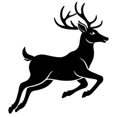 jumping Deer silhouette vector black outline, white background 