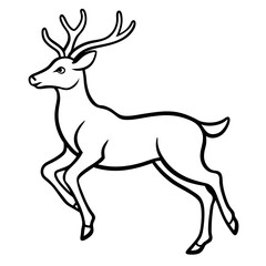 jumping Deer silhouette vector black outline, white background 