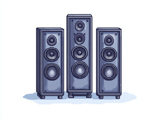 Fototapeta premium Pixel Art Speakers - Retro Sound System