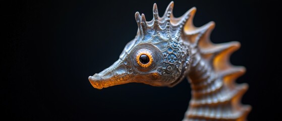 Seahorse close up on black