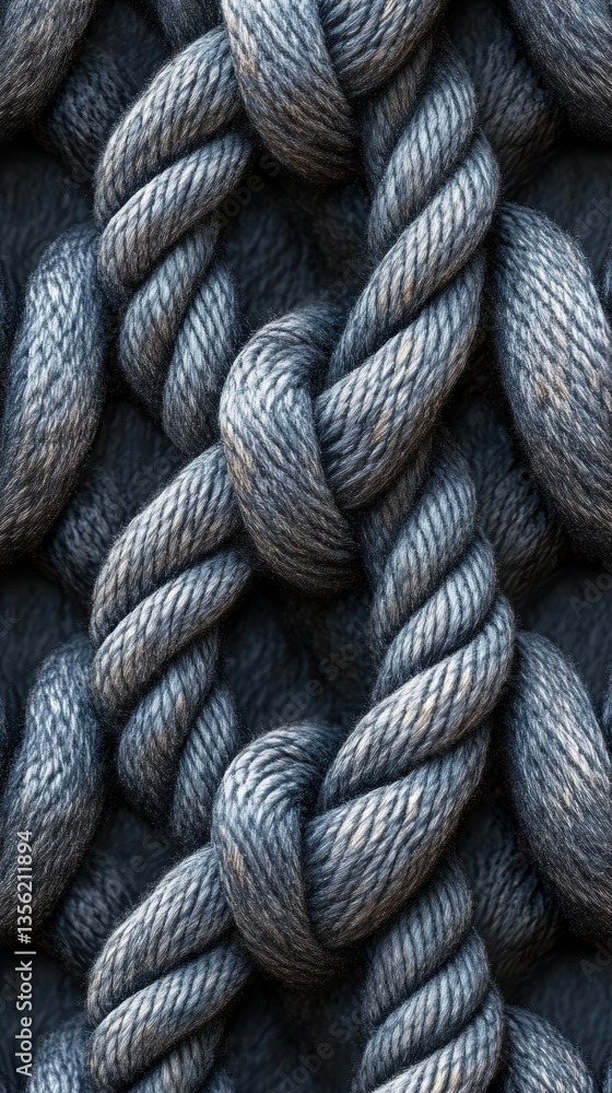 Poster Detailed Close-Up of Twisted Rope with Intricate Weave for Textural Background or Design Element in Various Creative Projects