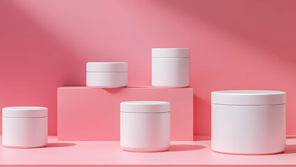 Blank white cosmetic skincare makeup containers. 3D Render