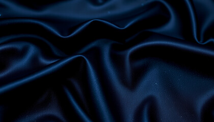 Obraz premium Luxurious dark blue fabric with smooth texture, showcasing elegant folds and rich sheen. deep color adds dramatic touch, perfect for various design applications