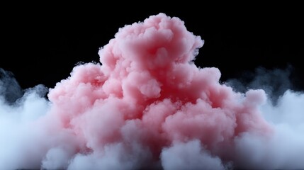 Pink cloud of smoke against a black background