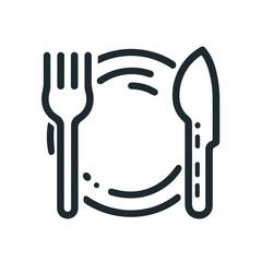 Stylized plate with fork and knife, dining preparation concept