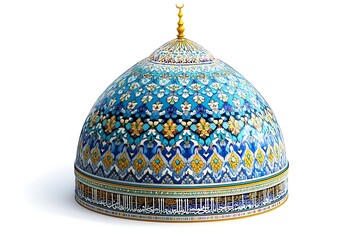 Mosque Dome with Geometric and Floral Islamic Patterns.
